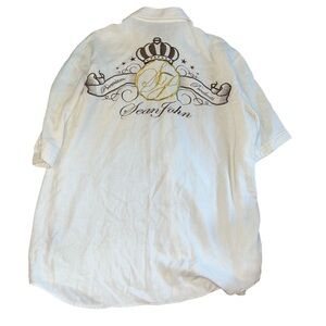 Vintage y2k linen button down embroidered Sean John shirt